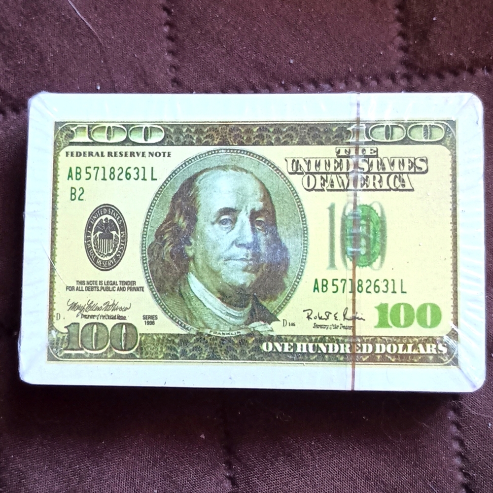 Vintage Bridge Size $100 Bill Playing Cards